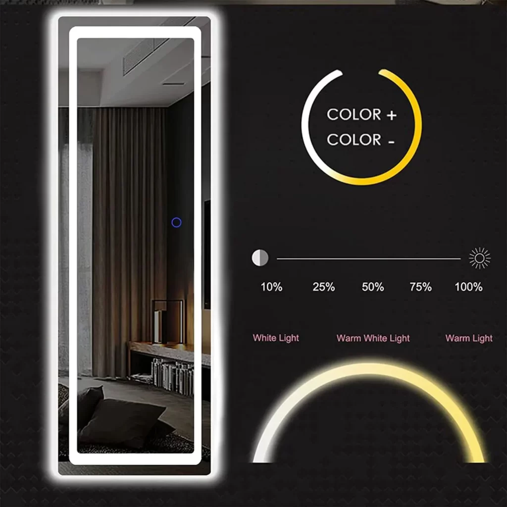  Adjustable full-length mirror brightness and color temperature