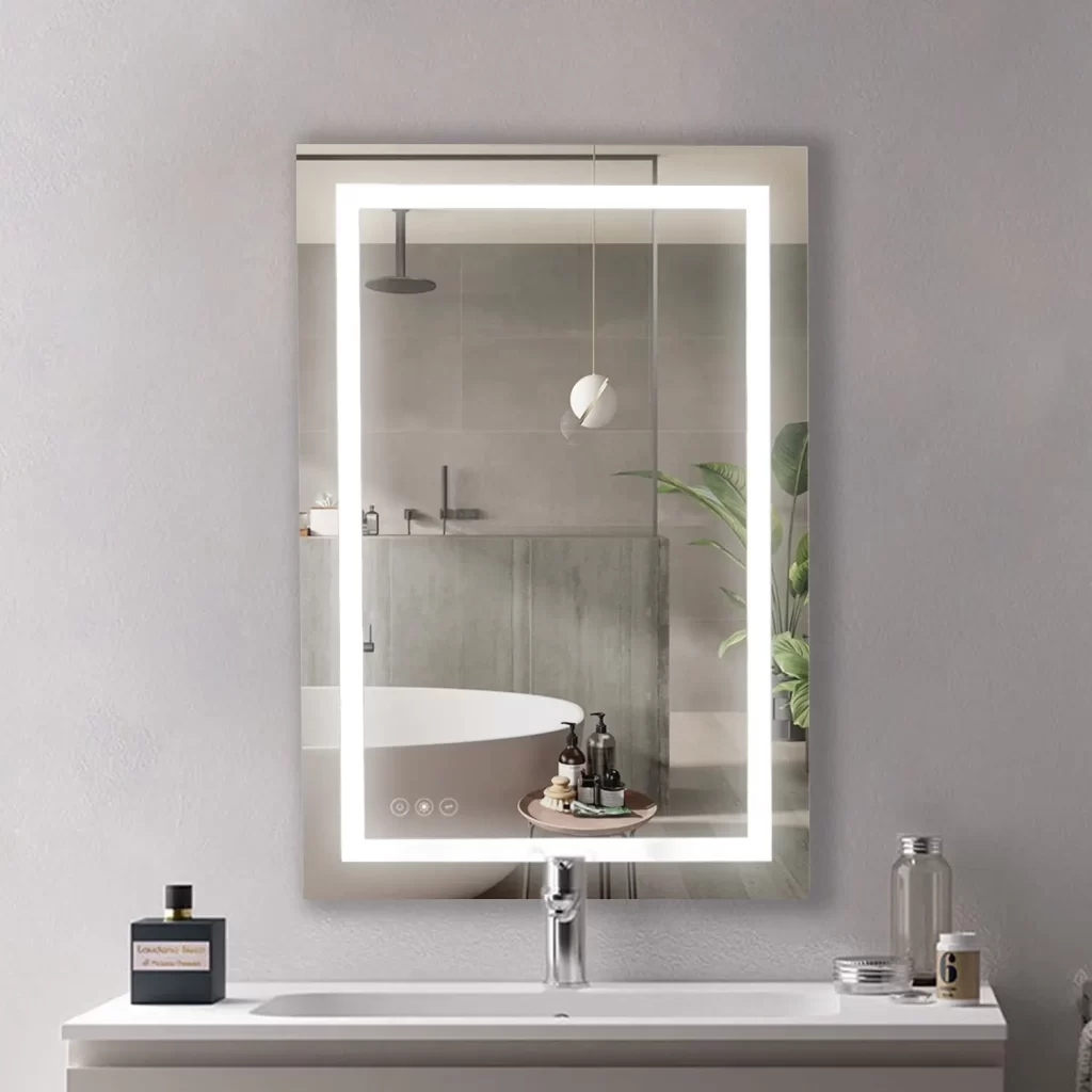 High Quality 24 Inch Aluminum & Brushed Silver LED Lighted Mirror Demister LED Mirror