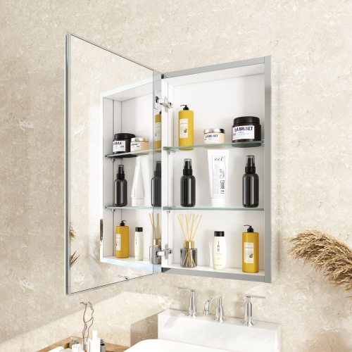 15×26 Inch Medicine Cabinet with Mirror Aluminum Bathroom Adjustable Shelf Wall Mounted or Successed